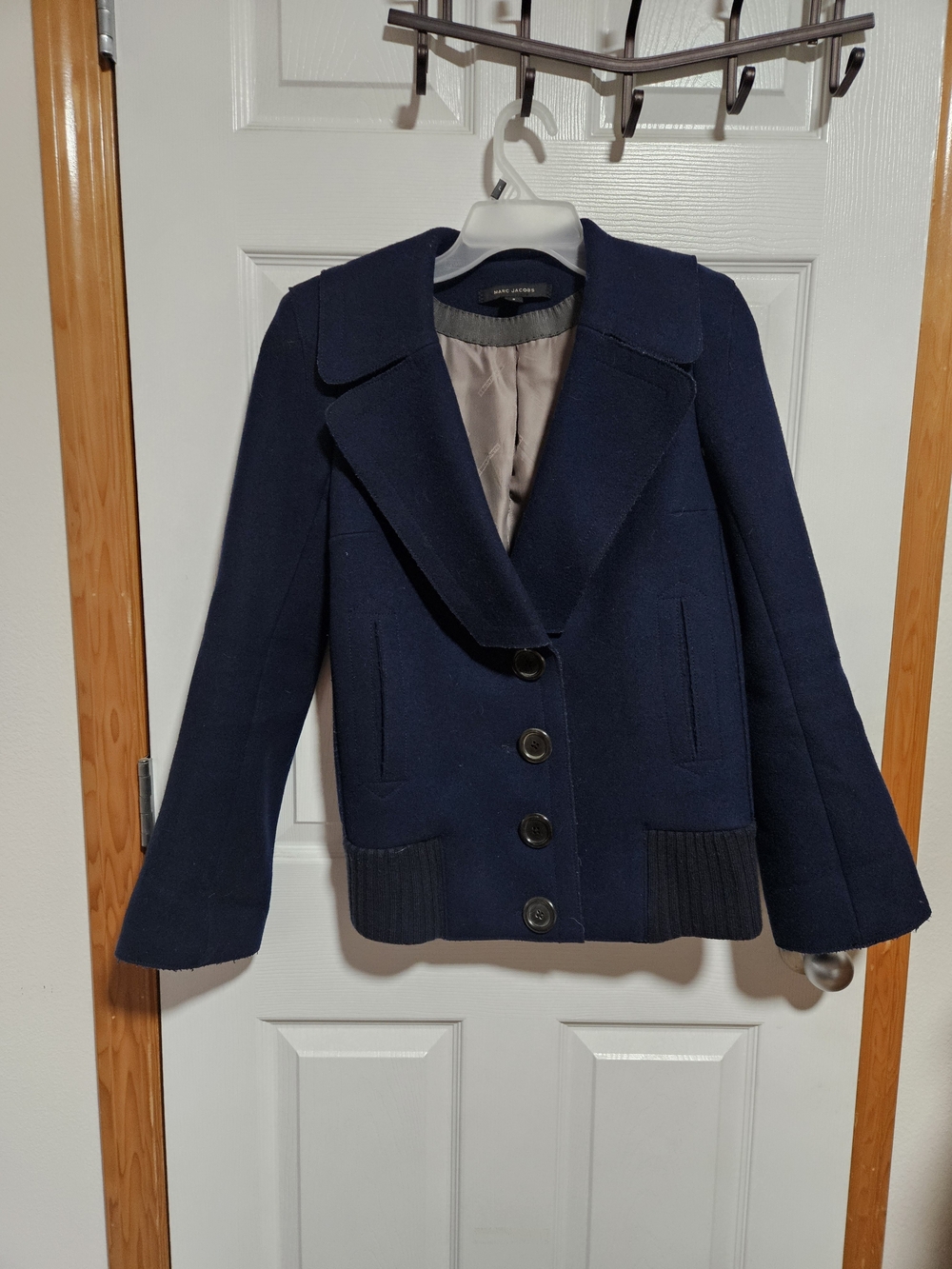 Navy Women’s Marc Jacobs Wool-Blend Button Front Coat